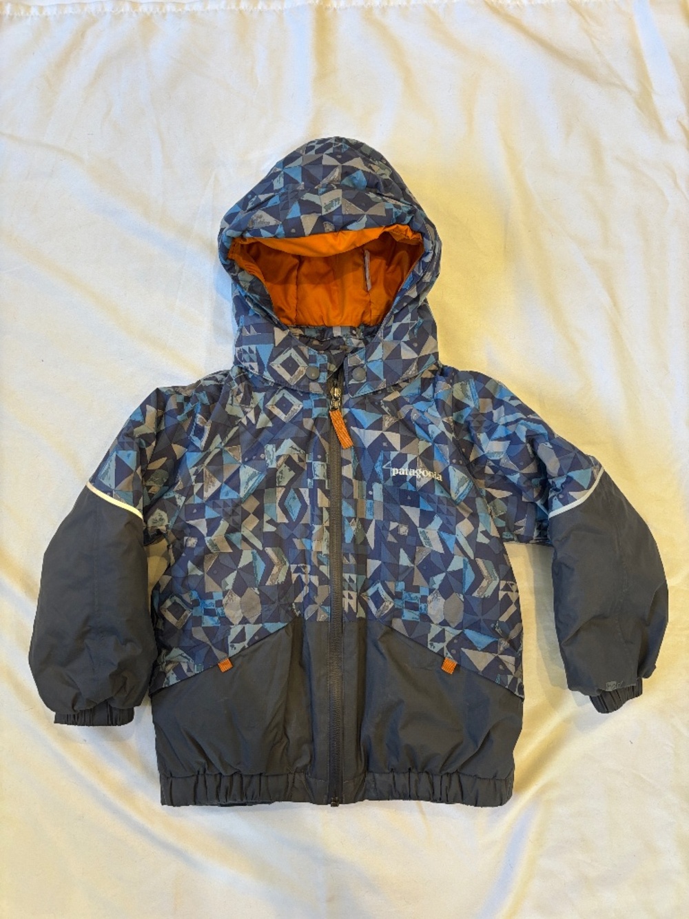 Patagonia Baby Snow Pile Jacket Blue Gray Geometric Pattern Winter Coat 3T